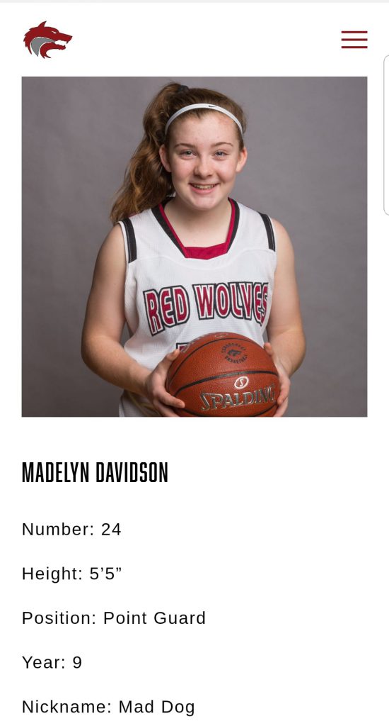 Madelyn - Point Guard JV Basketball